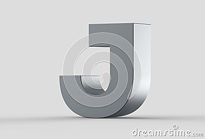 3D extruded uppercase letter J isolated on soft gray background. Stock Photo