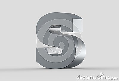 3D extruded uppercase letter S isolated on soft gray background. Stock Photo