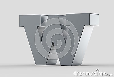 3D extruded uppercase letter W isolated on soft gray background. Stock Photo