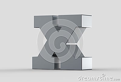 3D extruded uppercase letter X isolated on soft gray background. Stock Photo