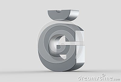 3D extruded uppercase letter Äž isolated on soft gray background Stock Photo