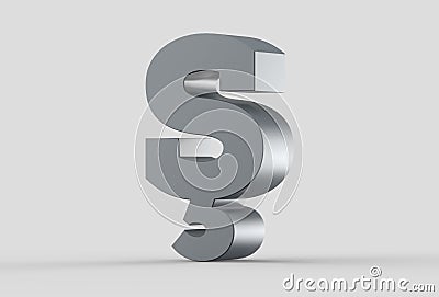 3D extruded uppercase letter Åž isolated on soft gray background Stock Photo