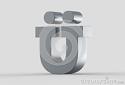 3D extruded uppercase letter Ãœ isolated on soft gray background Stock Photo