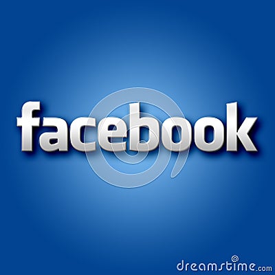 3D Facebook on Blue Background Editorial Stock Photo