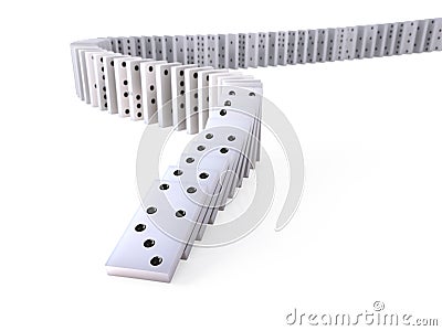 3d Falling chain of dominos Stock Photo