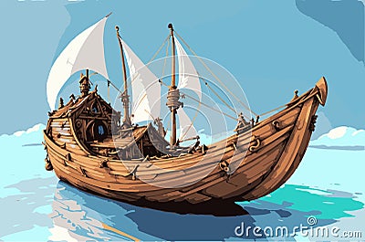 3D fantasy Boat Adventure, Cartoon Boat, Boat Clipart, Cartoon Ship, Various Boats Stock Photo