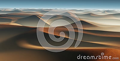 3D Fantasy desert landscape with great sand dunes Stock Photo