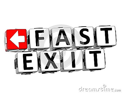 3D Fast Exit Button Click Here Block Text Stock Photo