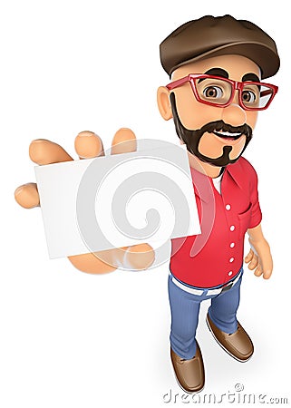 3D Film director showing a blank card Stock Photo