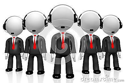 3D businessmen - call center concept Stock Photo