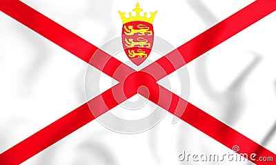 3D Flag of Bailiwick of Jersey. Stock Photo