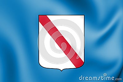 3D Flag of Campania Region, Italy. Stock Photo