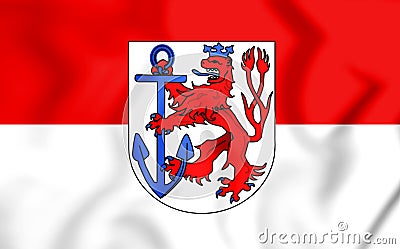 3D Flag of Dusseldorf & x28;North Rhine-Westphalia& x29;, Germany. Stock Photo