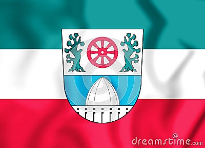 3D Flag of Garching bei Munchen Bavaria, Germany. Stock Photo