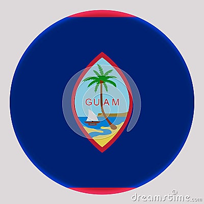 3D Flag of Guam on circle Stock Photo