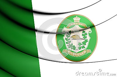 3D Flag of Kitchener Ontario province, Canada. Stock Photo