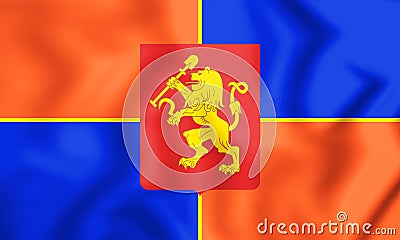 3D Flag of Krasnoyarsk, Russia. Stock Photo