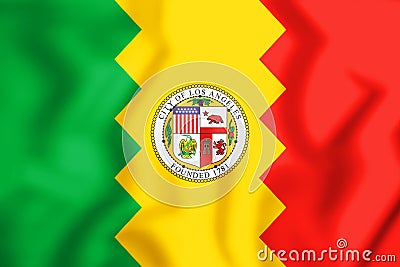 3D Flag of Los Angeles, USA. Stock Photo