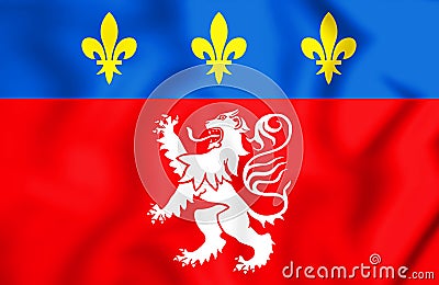3D Flag of Lyon, France. Stock Photo