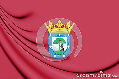 3D Flag of Madrid, Spain. Stock Photo