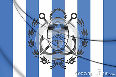 3D Flag of Mar del Plata Buenos Aires Province, Argentina. Stock Photo