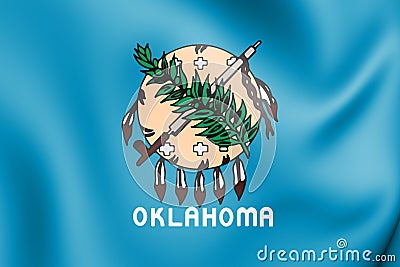 3D Flag of Oklahoma 1941-1988, USA. Stock Photo