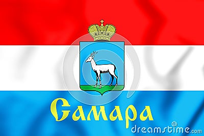 3D Flag of Samara Samara Oblast, Russia. Stock Photo