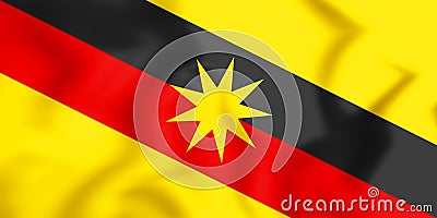 3D Flag of Sarawak, Malaysia. Stock Photo