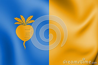 3D Flag of Sint-Niklaas East Flanders, Belgium. Stock Photo