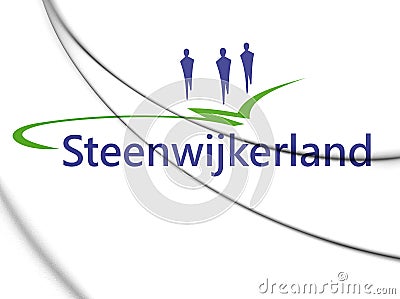 3D Flag of Steenwijkerland Overijssel, Netherlands. Stock Photo