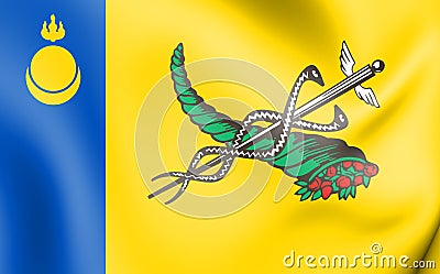 3D Flag of Ulan-Ude Republic of Buryatia, Russia. Stock Photo