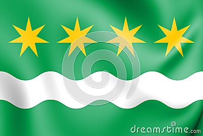 3D Flag of Winsum Groningen, Netherlands. Stock Photo