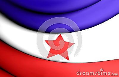 3D Flag of Yugoslav Partisans. Stock Photo