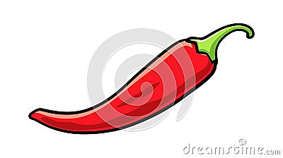 2D Flat Red Pepper, Mexican Spicy food Icon isolated on white background Vector Illustration
