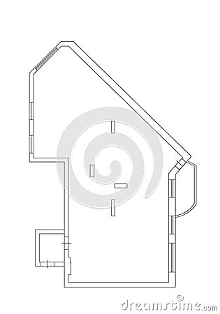 2d floor plan. Black&white floor plan. Floorplan. Floor Plan. Apartment Blueprint with Construction Elements. House Project. Stock Photo