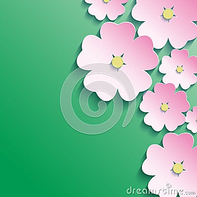3d flowers, abstract floral background Vector Illustration
