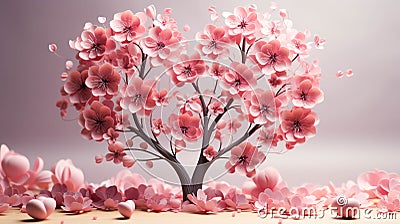 3D Flowers, 3D Heart with flower, happy motherâ€™s day Stock Photo