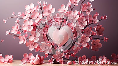 3D Flowers, 3D Heart with flower, happy motherâ€™s day Stock Photo