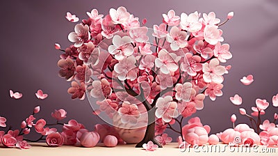 3D Flowers, 3D Heart with flower, happy motherâ€™s day Stock Photo