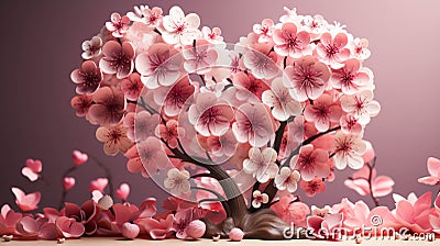 3D Flowers, 3D Heart with flower, happy motherâ€™s day Stock Photo