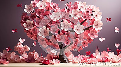 3D Flowers, 3D Heart with flower, happy motherâ€™s day Stock Photo