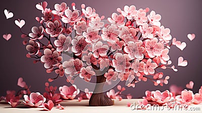 3D Flowers, 3D Heart with flower, happy motherâ€™s day Stock Photo