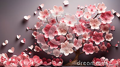 3D Flowers, 3D Heart with flower, happy motherâ€™s day Stock Photo