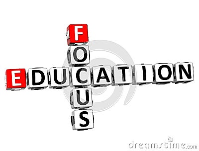 3D Focus Education Crossword Stock Photo