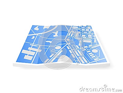 3D Folded Paper City Suburban Map Isolated Vector Illustration