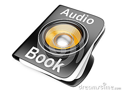 3d folder with speaker. audio-book concept Stock Photo