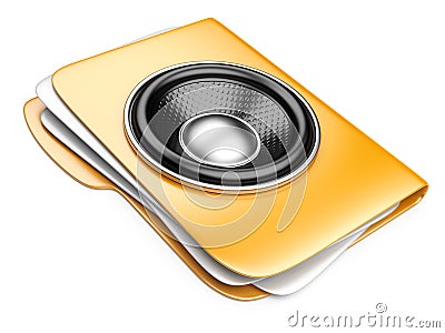 3d folder with speaker. audio-book concept Stock Photo