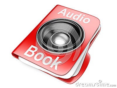 3d folder with speaker. audio-book concept Stock Photo