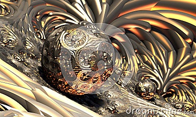 3D Fractal - Extraterrestrial Openwork Bubble Architectonics 3D Rendering Futuristic Background Stock Photo