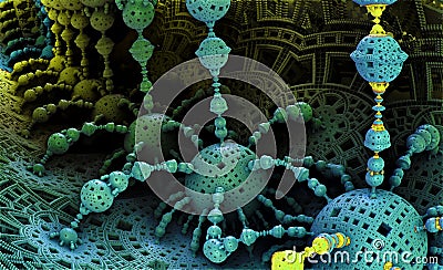 3D Fractal - Extraterrestrial Openwork Bubble Construction 3D Rendering Futuristic Background Stock Photo